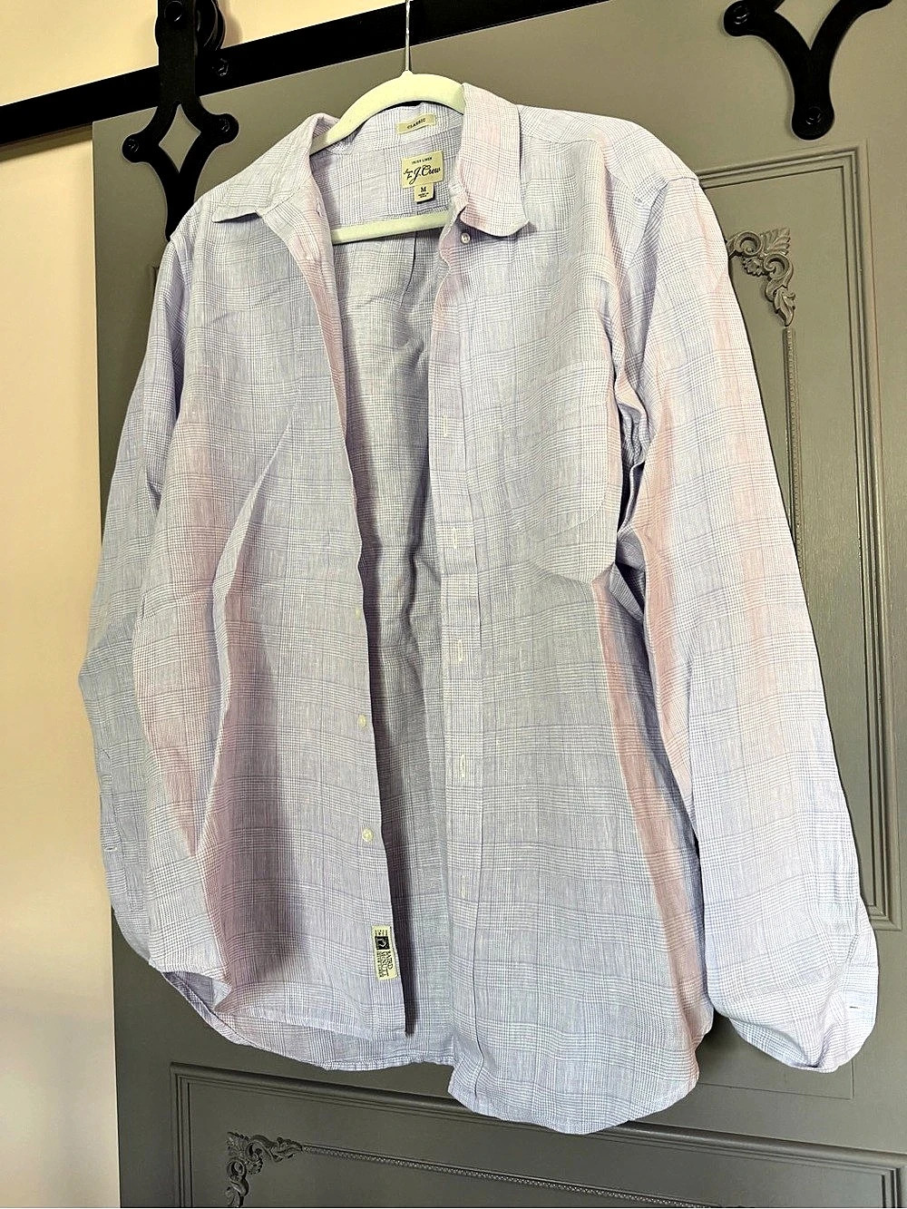 J.Crew Classic Checkered Button Down in White & Lilac